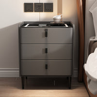 Multifunctional Smart Nightstand with Wireless Charging, Fingerprint Lock, Speaker, and LED Light for Bedroom Storage