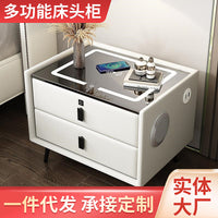 Smart Bedside Table with Wireless Charging, Bluetooth Speaker, LED Light, USB, and Fingerprint Lock