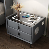 Smart Bedside Table with Wireless Charging, Bluetooth Speaker, LED Light, USB, and Fingerprint Lock