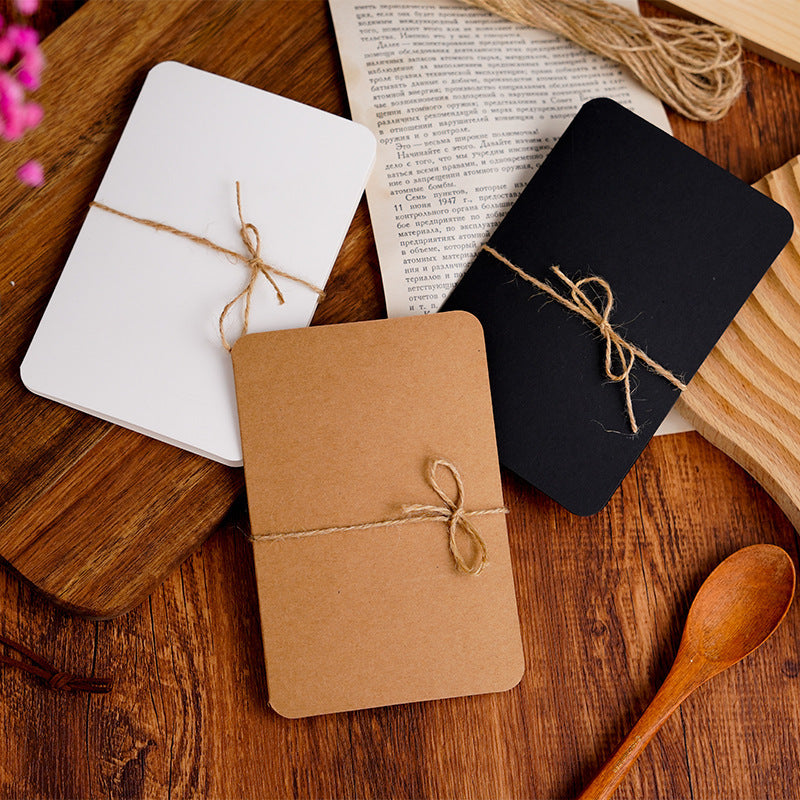 Vintage Kraft Paper Blank Folded Greeting Cards - Ins Style Exquisite Handwritten Birthday Blessing DIY Small Cards