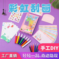 New Year Rainbow Scratch Art DIY Painting Postcard Colorful Bookmark Birthday Gift Greeting Card Toy