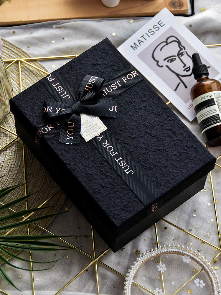 Premium Black Gift Box for Men, Birthday Present Packaging, Perfume Gift Empty Box