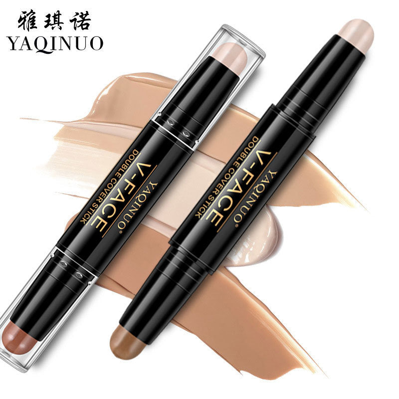 YAQINUO Double-Ended Contour Stick for Women, Dual-Use Highlighter and Concealer Pen, Nose Shadow and Shading Stick, Brightening Face Sculpting for Beginners