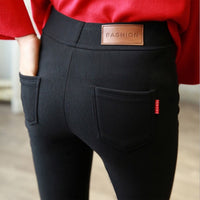 Women's Slim-Fit Black Pencil Pants - High Elasticity Leggings for a Lean Look, Plus Size Available