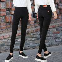 Women's Slim-Fit Black Pencil Pants - High Elasticity Leggings for a Lean Look, Plus Size Available