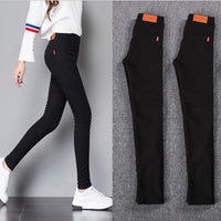 Women's Slim-Fit Black Pencil Pants - High Elasticity Leggings for a Lean Look, Plus Size Available