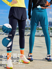 Laima Men's and Women's Outdoor Sports Fitness Compression Pants with Skirt Quick-Dry Running Trousers for Spring and Autumn