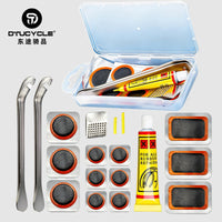 Portable Bicycle Tire Repair Kit with Glue, Patches, and Pry Bars for Emergency Roadside Fixes
