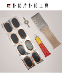Bicycle Tire Repair Kit with Cold Patches, Glue, and Tools for Mountain Bikes, Motorcycles, and Electric Vehicles
