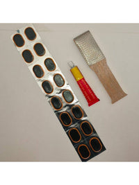 Bicycle Tire Repair Kit with Cold Patches, Glue, and Tools for Mountain Bikes, Motorcycles, and Electric Vehicles