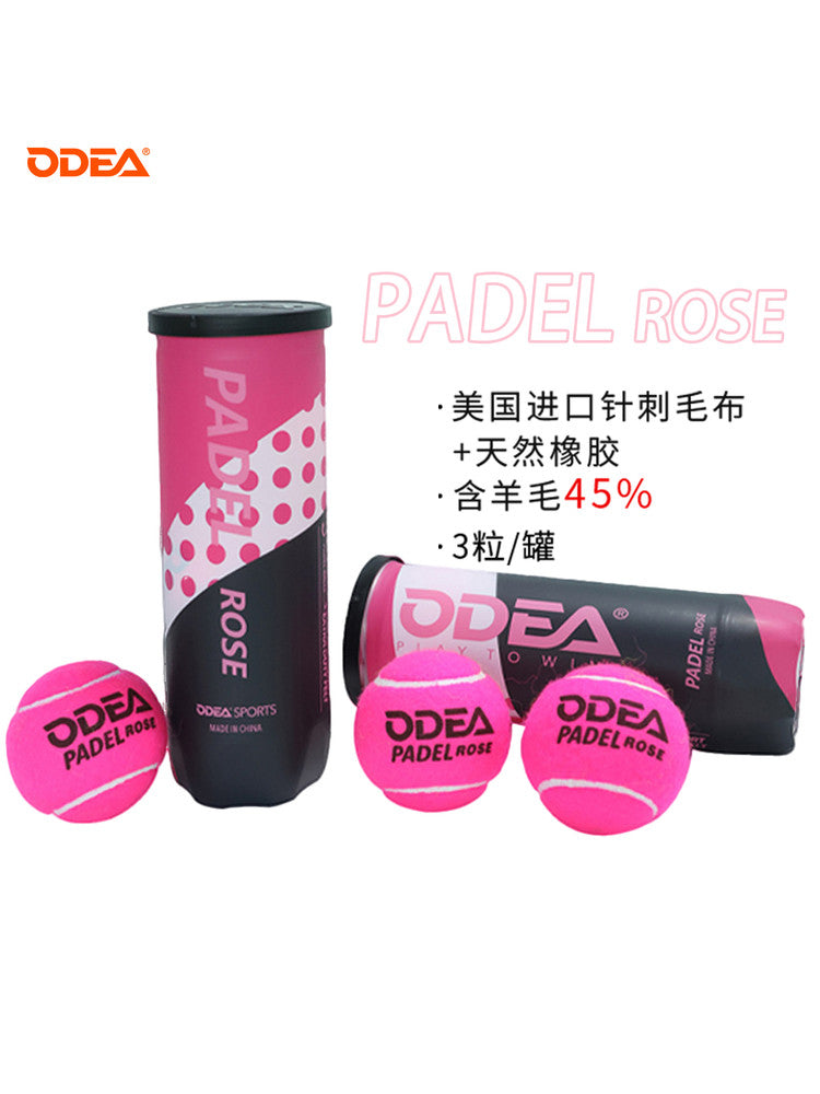ODEA PADELROSE Pink Padel Tennis Balls - High Elasticity, Durable for Match and Training