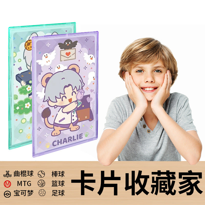 35PT Magnetic Recessed Shell Card Brick Holder for Idol Photocards, Double-Layer Display Case