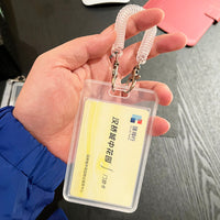 Transparent Lightweight ID Card Holder with Retractable Lanyard for Access Cards, Student IDs, Bus Cards, and Work Badges