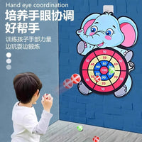 Kids Educational Dart Board Sticky Ball Throwing Toy for Boys and Girls, Parent-Child Indoor Elephant Suction Cup Ball Game