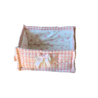 Korean Ins Pink Plaid Quilted Storage Basket High-Value Living Room Snack Sundries Organizer Bedside Storage Basket