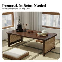 Space-Saving Foldable Tatami Table Sturdy and Long-Lasting Japanese Folding Table Easy to Clean Floor Desk No Installation Required for Apartment Dwellers, Minimalists, Bay Window, Small Areas, Balcony, Living Room