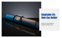 Six-Hole Triangle Billiard Cue Bag, 1/2 Cue Case, Large Capacity, Snooker & Ninesphere, Reinforced PU Leather, Multi-Compartment