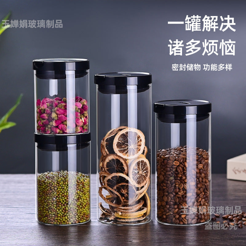 High Borosilicate Glass Vacuum Sealed Jar Kitchen Food Storage Container Coffee Tea Canister