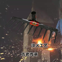 9-Tooth Manganese Steel Rake for Gardening and Agricultural Use - Leaf Rake, Soil Preparation Tool