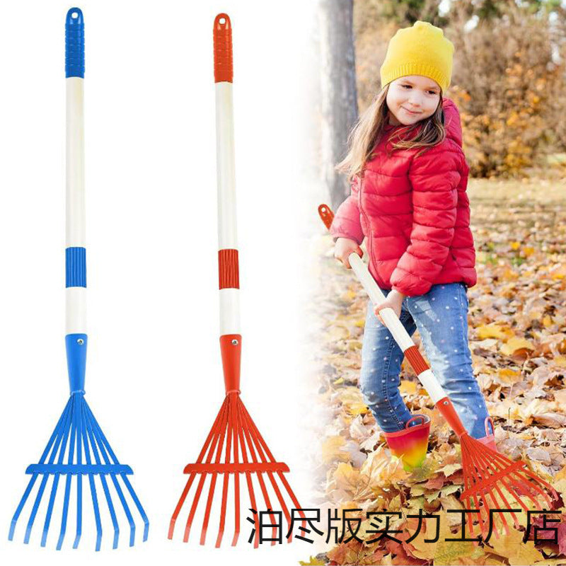 Cross-border New Leaf Rake Garden Fallen Leaf Rake Lawn Rake Plastic Head Detachable Wooden Handle Gardening Tool