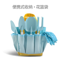 Kids Garden Planting Tool Set with Shovel, Rake, Storage Basket, and Watering Can - 2022 New Arrival