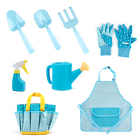 Kids Gardening Tool Set Macaron Blue Yellow Watering Can Spray Bottle Gloves Shovel Rake Trowel for Indoor Outdoor Plants