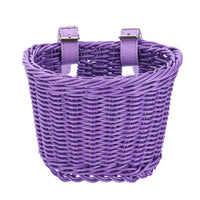 Hand-Woven Rattan-Style Bicycle Basket for Kids' Scooters and Bikes, Small Open-Top Detachable Storage Basket
