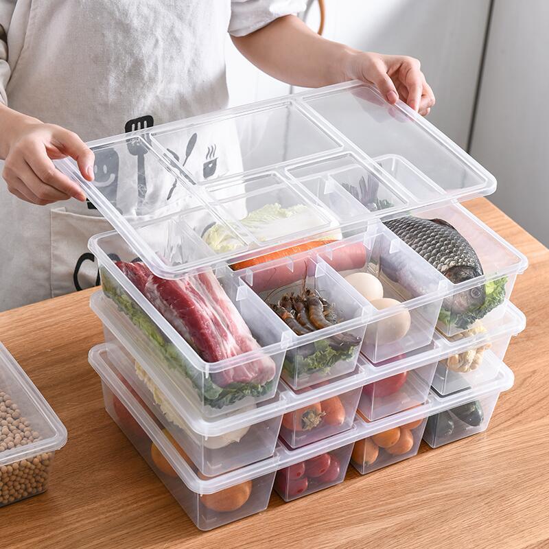 Plastic Kitchen Food Storage Container with Lid Refrigerator Organizer Transparent Desktop Dustproof Storage Box