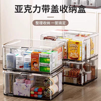 Desktop Acrylic Transparent Storage Box with Flip Lid - Dustproof Cosmetic and Food Organizer