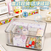 Desktop Acrylic Transparent Storage Box with Flip Lid - Dustproof Cosmetic and Food Organizer