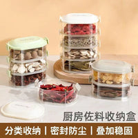 Food Grade Spice Storage Box with Compartments for Kitchen Seasonings and Condiments, Sealed Container