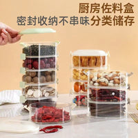 Food Grade Spice Storage Box with Compartments for Kitchen Seasonings and Condiments, Sealed Container