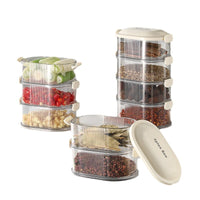 Food Grade Spice Storage Box with Compartments for Kitchen Seasonings and Condiments, Sealed Container