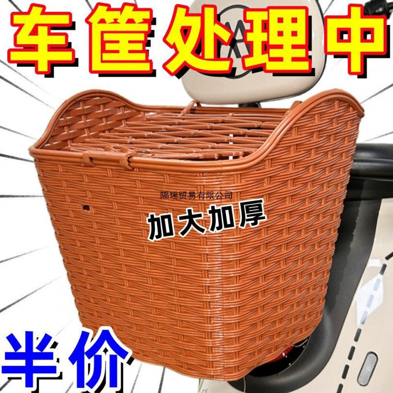 Electric Bicycle Rear Basket Motorcycle Tail Hanging Basket Large Capacity School Bag Basket Backrest Vegetable Basket