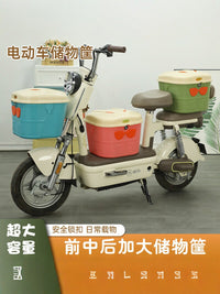 Universal Thickened Electric Bicycle Storage Basket with Lock, Rainproof Front/Middle/Rear Mount Large Capacity Foldable Bike Basket