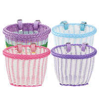 Kids' Bicycle Basket Retro Woven Front Basket for Children's Bikes Washable Storage Basket