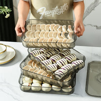 Multi-layer Stackable Dumpling Storage Box with Lid, Wonton Fresh-keeping Container, Quick-freeze Dumpling Organizer for Refrigerator, Non-stick