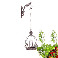 European Style Wrought Iron Hanging Planter Basket Indoor Outdoor Balcony Garden Succulent Flower Pot Holder