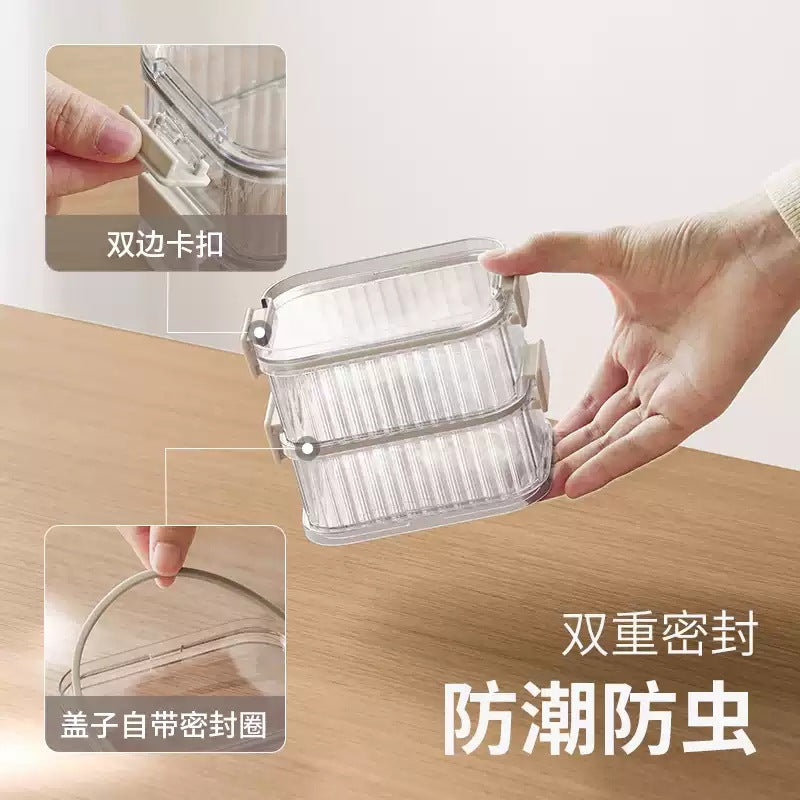 Multi-Compartment Glass Spice Jar with Airtight Seal for Kitchen Food Storage