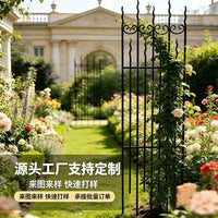 Wrought Iron Climbing Trellis for Garden Roses and Green Plants - Outdoor Metal Flower Stand Fence