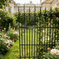 Wrought Iron Climbing Trellis for Garden Roses and Green Plants - Outdoor Metal Flower Stand Fence