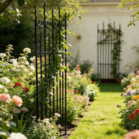 Wrought Iron Climbing Trellis for Garden Roses and Green Plants - Outdoor Metal Flower Stand Fence