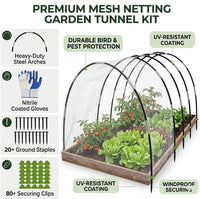 Garden Plant Greenhouse Hoop Grow Tunnel Anti-Bird Animal Protection Support Frame Set Plant Support Garden Stakes Kit