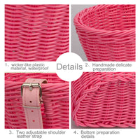 Kids Woven Bicycle Basket Set with Bell, Handlebar Tassels, and Stickers - Imitation Rattan Design for Children's Bikes