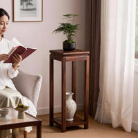 Wujin Wood New Chinese Solid Wood Flower Stand 2025 New Indoor Living Room Floor-standing Shelf Balcony Tall Plant Holder