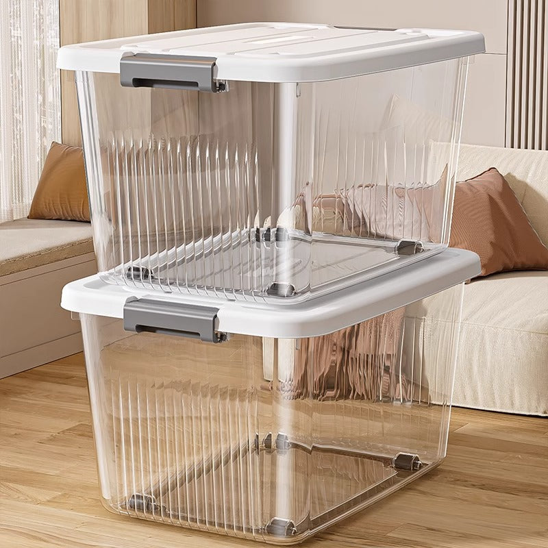 Thickened Transparent Storage Box with Handle and Lid for Home Clothes Toys Sundries Organizer