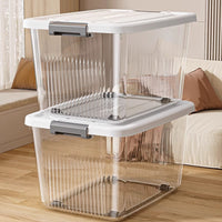 Thickened Transparent Storage Box with Handle and Lid for Home Clothes Toys Sundries Organizer