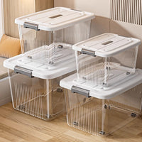 Thickened Transparent Storage Box with Handle and Lid for Home Clothes Toys Sundries Organizer