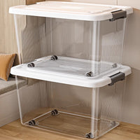 Thickened Transparent Storage Box with Handle and Lid for Home Clothes Toys Sundries Organizer