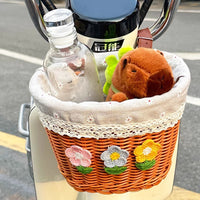 Electric Scooter Bicycle Front Storage Basket Woven Organizer for Motorcycles and Bikes, Universal Fit for Women